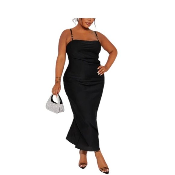 Fashion Nova Dresses & Skirts - Fashion Nova Elicia Satin Maxi Dress Black Size 3X NWT Holiday Formal Party Glam